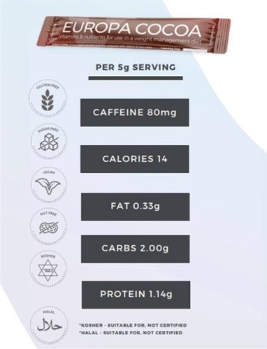 EUROPA COCOA 2in1 étvágycsökkentő & zsírégető  italpor 30 STICK
