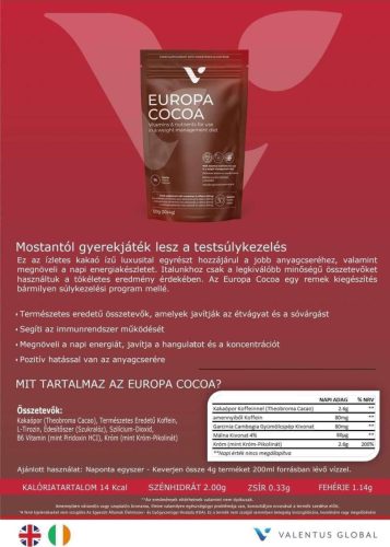 EUROPA COCOA 2in1 étvágycsökkentő & zsírégető  italpor 30 STICK